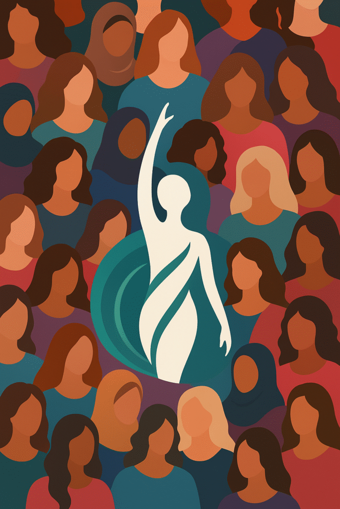 Silhouette féminine parmi la diversité